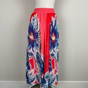 Chico's Coral Floral Sheer Flowy Maxi Skirt 3